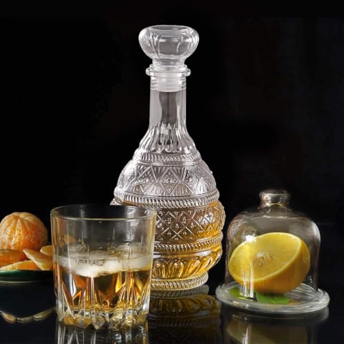 MDLUU Liquor Decanter, Glass Spirits Decanter with Airtight Stopper, Whiskey Vodka Bourbon Decanter Bottle for Gift, Home, Bar, Party Decor, 34oz/1000ml Clear