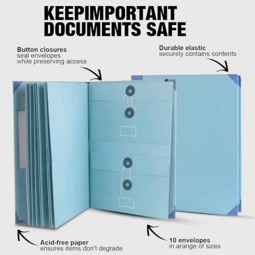 Document Organizer Folio,Binder, in Case I Go Missing Binder, Important with Pockets File Home School Office Supplies (Blue) — view 4