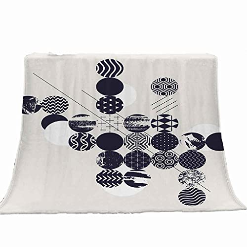 Couverture flanelle impression ronde 3D plaid canapé lit microfibre toutes saisons - 5