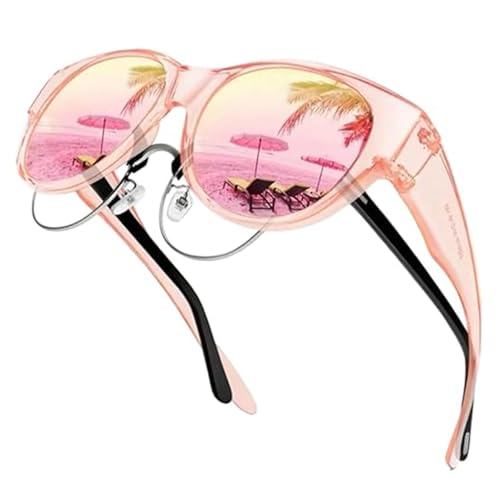 Filterseed Polarized Sunglasses, Fit Over Glasses UV400 Protection Round Cat‑Eye Sunglasses for Women & Men