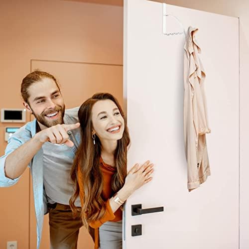 2 Pieces Over Door Hooks Over Door Hanger Sturdy Valet Hooks Door Mounted Hooks Multi Hanging Storage Hanger Over Door Rack for Clothes Coats Towels Hats Scarves Purses Keys and More (White)