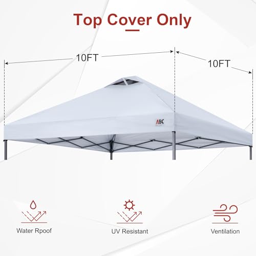  ABCCANOPY Replacement Canopy Top for Pop Up Canopy Tent - White, Durable and Quick Replacement for Easy Setup and Tear 