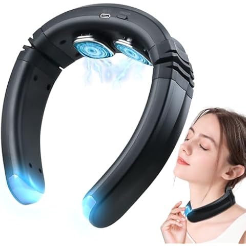 Neck Massager with Heat, Electric Neck Massager, Neck Massager for Pain Relief Deep Tissue, 9 Modes 50 Intensities, EMS Neck Massager for Home Office Car Travel（Black） FSA HSA Approved Products Only Cover