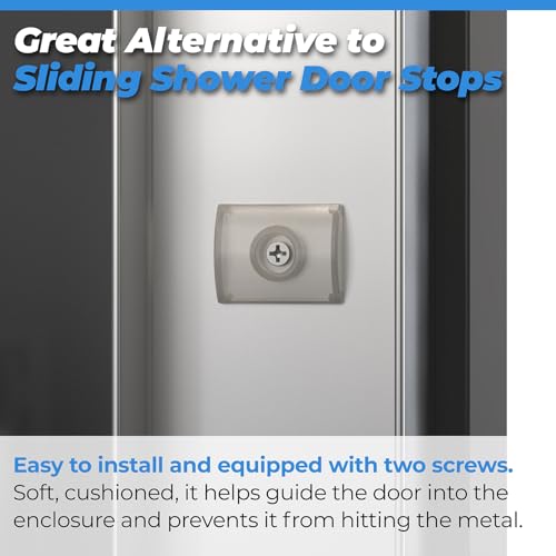 Wall Jamb Bumper for Glass Sliding Shower Doors Suitable for Shower Glass Moving Doors, Clear Shower Doors Bumper with Screws for Use with Sliding Tub Enclosure, Shower Door Replacement Parts, 2 Pc