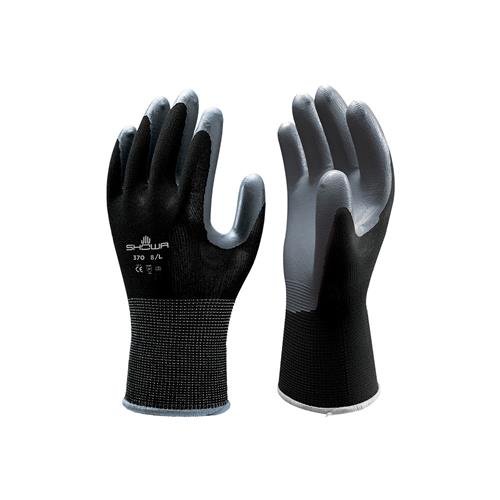 Showa 370 Lot de 10 paires de gants antidérapants avec revêtement nitrile Noir Taille S