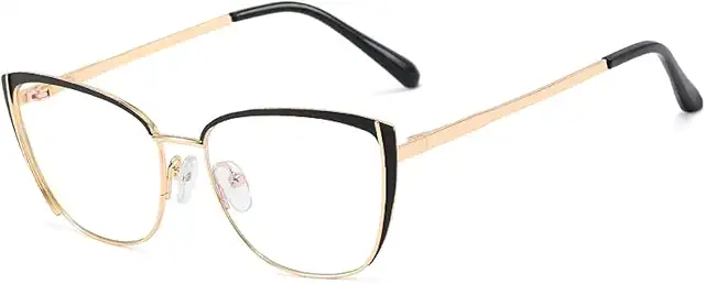Kachawoo Retro Katzenauge Brille mit Blaulichtblocker für Frauen - Metallrahmen