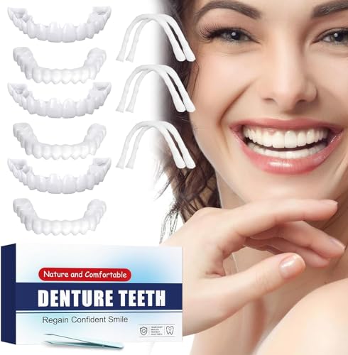 6 PCS Temporary dentures with Veneer for Both Men and Women, Covering Imperfect Teeth,Nature and Comfortable Veneers to Regain Confident Smile-L01