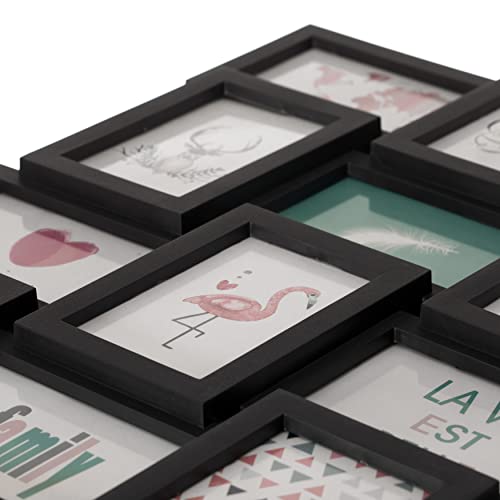 Decorative Modern Wall Mounted Multi Photo Frame Collage Picture Holder For 12 Pictures 4 X 6 Inch, Black #TOP2