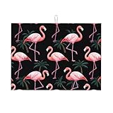 Flamingo Dish Drying Mat for Kitchen Microfiber Dish Pad Absorbent Reversible Drying Mats Dish Rack Drainer Mat 18x24 Inch