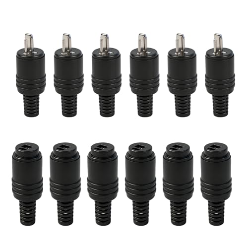 12 Pièces Connecteurs DIN 2 Broches, Connecteur Haut Parleur DIN, Fiches Mâles et Femelles avec Bornes à Vis, Adaptateur Audio pour Système HiFi, Amplificateur, Haut Parleurs, Connexion Stable Fiable