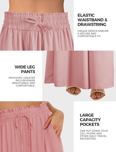 Buauty Women's Wide Leg Pants High Waist Palazzo Pants Boho Flowy Dress Pants 2025 Summer Trendy Casual Lounge Beach Trousers4