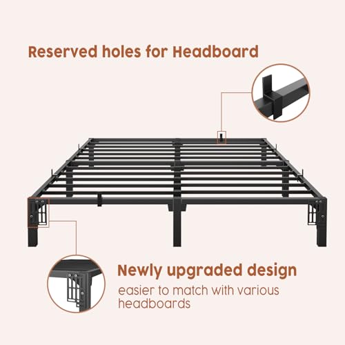 GarveeHome 10 Inch Full Tool-Free Bed Frame, Heavy Duty Metal Platform Bed Frame with Durable Iron Slat Support and Legs, No Box Spring Required, No Screws Needed, Support Up to 800 Lbs