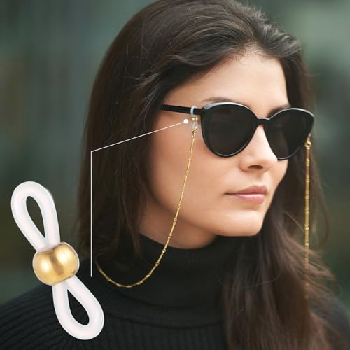 Ymapinc 40Pcs Eye Glasses Chains for Women Connector, Eyeglass Chain Ends Around Neck Holders Replacement Ring Anti Slip Straps for Reading Strap Loop Stylish DIY - Rubber