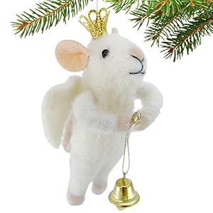 Angel Mouse Christmas Tree Ornament White Wool Mouse Decoration