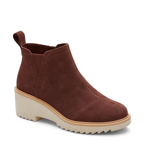 Image of TOMS Women's Maude Wedge Boot, Leather Upper, OrthoLite Insole, Side Zip, Lightweight