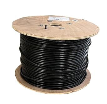 1000ft Outdoor CAT5E Ethernet Cable - UV Resistant F/UTP, 24 AWG, Black HDPE, Wooden Reel, 100MHz - 1000ft, Black