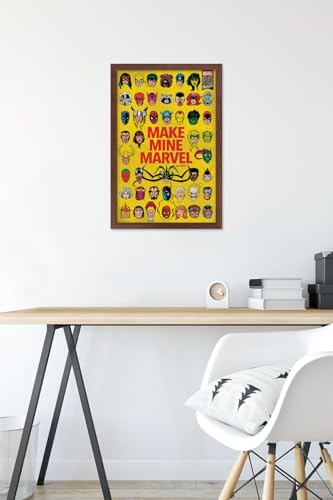 Poster Marvel Comics de groupe encadré acajou, cadeau idéal geek