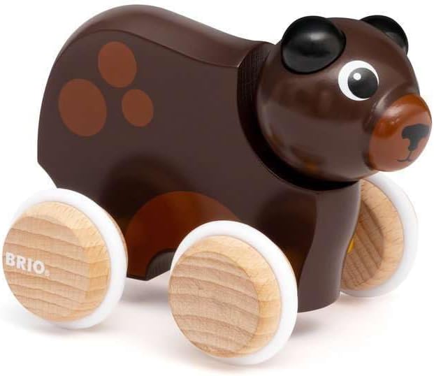 BRIO 30338 Push Along Bear | The Perfect Playmate for Your Toddler, White