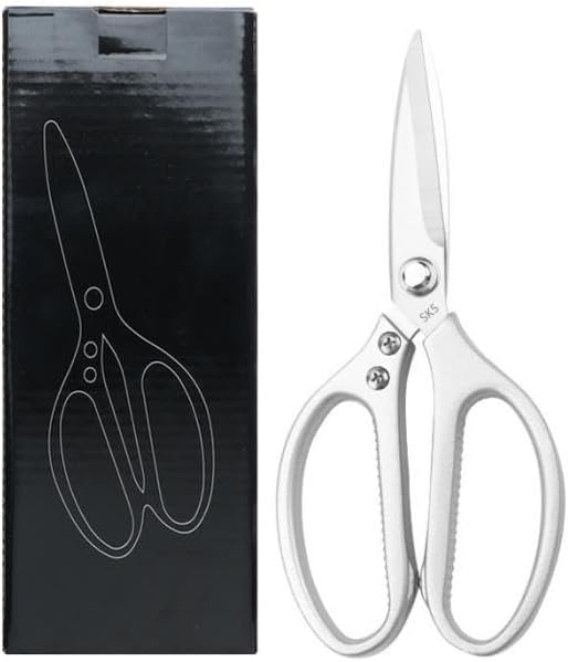 Kitchen scissors Multifunctional kitchen scissors Japanese scissors Stainless steel chicken bone scissors(Silver)