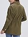 YEXPINE Women's Military Cargo Jacket Button Up Drawstring Waist Lightweight Utility Anorak Coat with Pockets