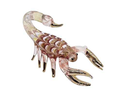 ChangThai Design Tiny 2½" Red Gold Scorpion Figurine - Miniature Hand Blown Glass Scorpions Arachnid Arthropod Invertebrate Insect Colorful Crystal Animal Decorative Collectible Figures Décor Gifts