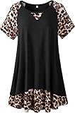 LARACE Leopard Tops For Women Plus Size Tunic Casual Summer Shirts Color Block Short Sleeve...