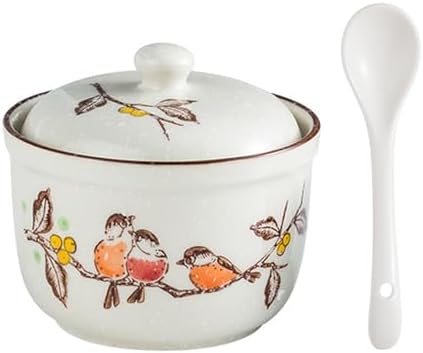 Hand-Painted Ceramic Spice Jar with Spoon - Decorative Seasoning Storage for Salt, Pepper, Herbs & Spices - Perfect Kitchen Organizer & Gift Idea