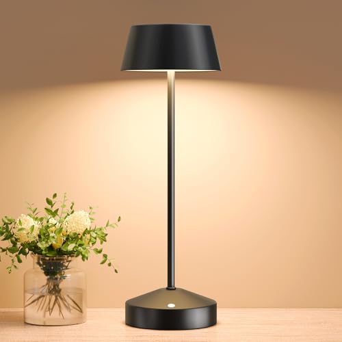 RWWR Solar Tischlampe LED Outdoor 3000K Touch-Schalter 2-in-1 Aufladung Tischlampe kabellos Akku Tischleuchte aufladbar dimmbar IP44 für Camping Garten Balkon Terrasse
