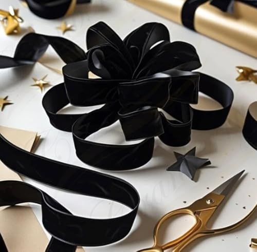 Black Velvet Ribbon - 38mm Wide x 2 Metre Cut Length - Luxurious Single-Sided Soft Velvet Trim for Gift Wrapping, Wedding, Bows, Crafts, Christmas, Floral Arrangements & Decor - Image 2
