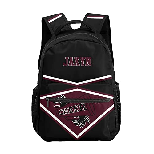 Custom Cheer Cheerleader Brown Waterproof Backpack Bookbag with Name for Birthday Holiday Gift