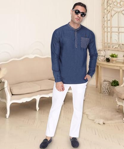 Image of Kuons Avenue Men's Cotton Solid Tailored Henley Shirt