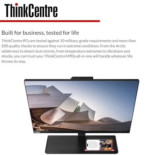 Image of Lenovo ThinkCentre Business All in One Desktop, 23.8 inch FHD IPS Display, Intel Core i5 Processor (6 cores, Up to 4.3 GHz), 1080P Webcam, DVD-RW, Windows 11 Pro (32GB RAM, 1TB SSD | 1TB HDD)