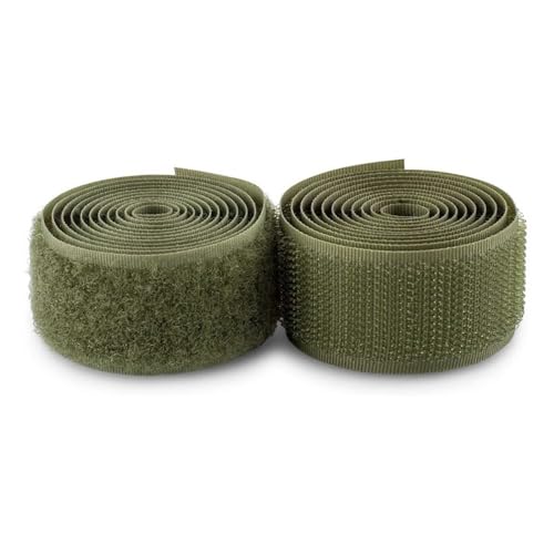 1 Inch Wide Olive Drab Sew on Hook and Loop Tape Non-Adhesive 1 Yd Length Green Nylon Hook Loop Tape Fabric Fastener Set for Military Form Bags Clothes Shoes Backpacks DIY Craft