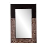 SEI Furniture Southern Enterprises Wagars Wood Grain Wall Mirror - Two Tone Burnt Oak & Black - Clean Modern Hanging Mirror