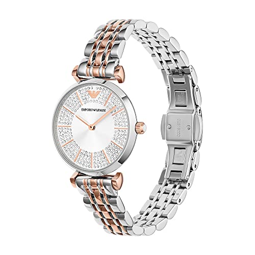Emporio Armani Uhr für Damen, Zweizeiger Uhrwerk, 32MM 2T Silber/Rose Edelstahlgehäuse mit Edelstahlarmband, AR11537 – Ansicht 5