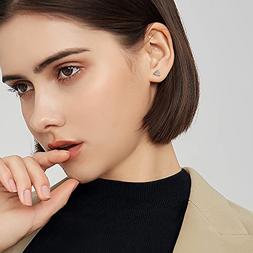 G23 Titanium Earrings Studs Triangle Earrings Matte Brushed, Tgnel Pure Titanium Helix Cartilage Tragus Earrings For Women Men, Hypoallergenic Earrings For Sensitive Ears #TOP4