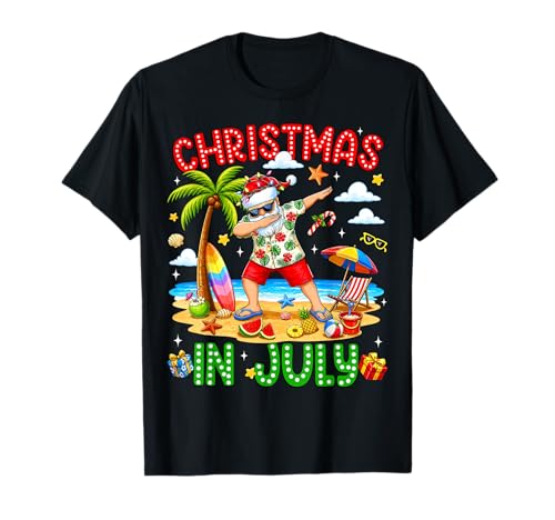 Christmas in July Dabbing Santa Hawaiian Xmas Summer Men Kid T-Shirt