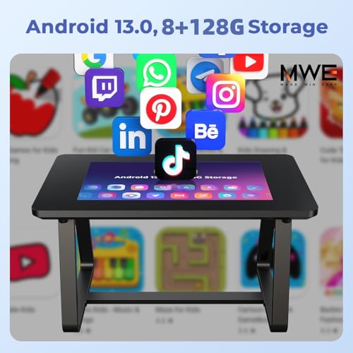 Image of MWE 32 Inch Game Table, Multifunctional Touchscreen Table, Detachable Interactive Display for Indoor Entertainment, Meetings & Education, Android 13, 8+128GB