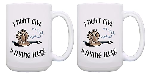 ThisWear Coworker Gift For Women I Don't Give a Flying Flock Funny Canadian Goose 2 Pack 15oz Ceramic Coffee Mug Set