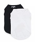 MeowWow Pet Dog Cotton Shirts White Black Puppy T Shirt for Small Dogs, Small, Pack of 2