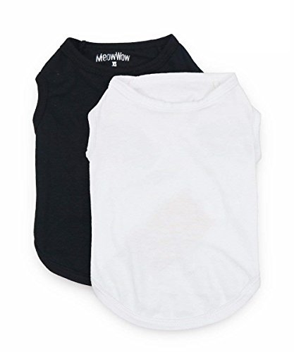 Pet Dog T Shirt White Black Puppy T Shirt for Small Dogs, Small, Pack of 2