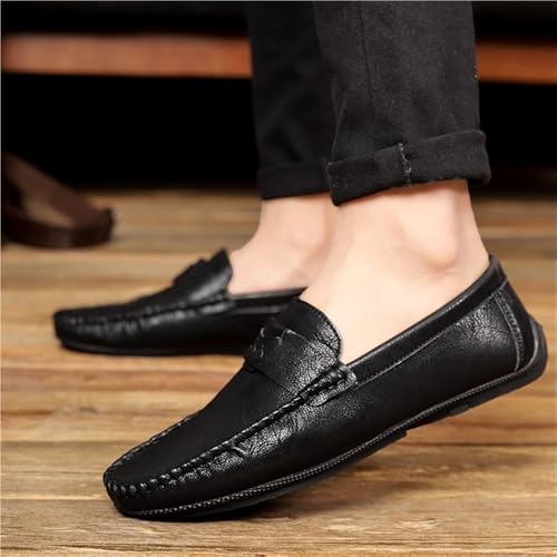 Loafers Shoes for Men Solid Color Round Toe Vegan Leather Comfortable Flexible Anti-Slip Walking Party Slip On2