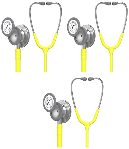 Image of 3M Littmann Classic III Monitoring Stethoscope, 5839, More Than 2X as Loud, Weighs Less, Stainless Steel Chestpiece, 27 inch Lemon-Lime Tube (Pack of 3)