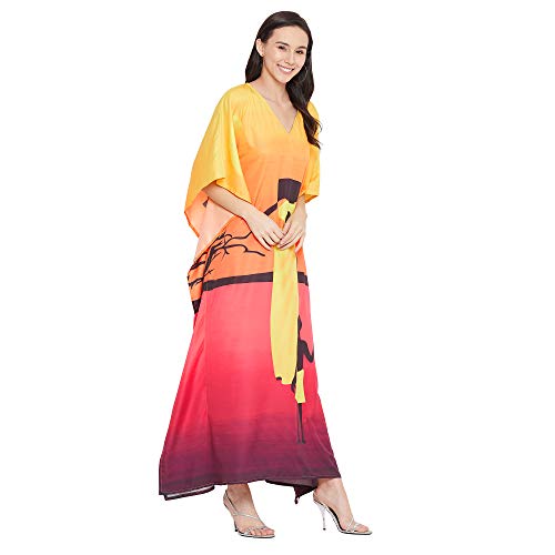 Image of Oussum Plus Size Kaftan Dresses for Women, Polyester Summer Caftan Cover Up Maxi Beach Dress, 1X-3X