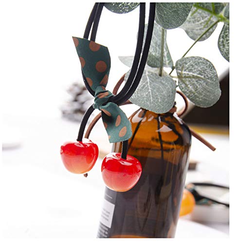 Woiwo QXL0251 3 Pcs Lovely Imitation Cherry Hair Ring Day Tie Rubber Band Female Tie Head Web Celebrity Korean Version Bowknot Hair Rope Headwear thumb #2