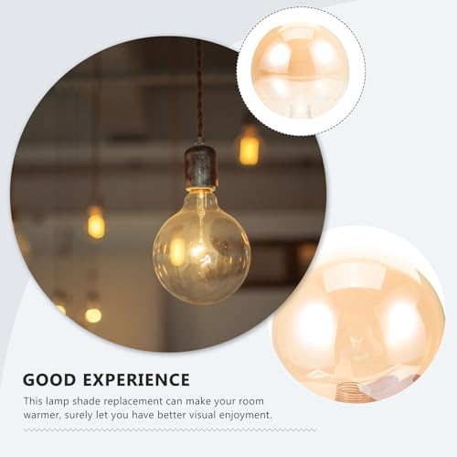 Image of Hemobllo Amber Glass Globe Lamp Shade Replacement 4.72 in Round Ball Lampshade Light Cover for Ceiling Lamp Pendant Fixture Chandelier Glass Shade Accessory