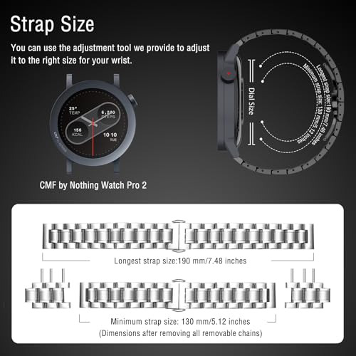 Correa metálica para Nothing Watch 3 Pro/Pro 2 - Plata miniatura 4