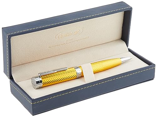 Bolígrafo amarillo Conklin Herringbone Signature de lujo y alta gama con clip cromado 4