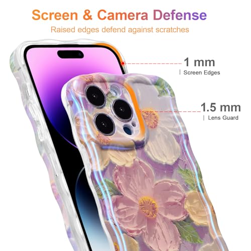 EYZUTAK Case for iPhone 13 Pro Max, Colorful Oil Painting Flower, Pink by EYZUTAK - Used condition - Image 4