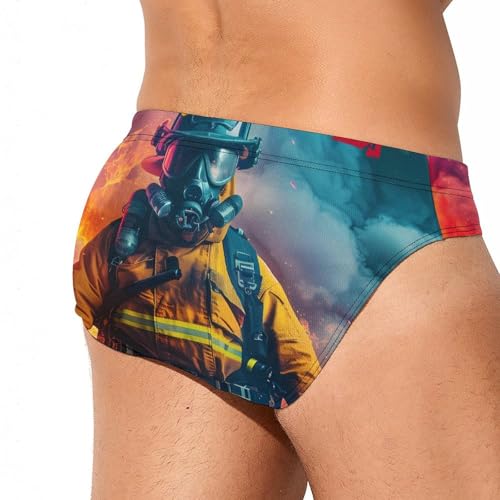 Firefighter Novelty Men's Swimming Brief Swimwear Pants Trunks Beach Shorts Underwear3